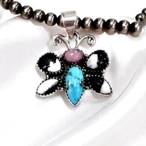 White Buffalo | Pink Opal | Turquoise |Butterfly Pendant Southwestern | 1.75”
